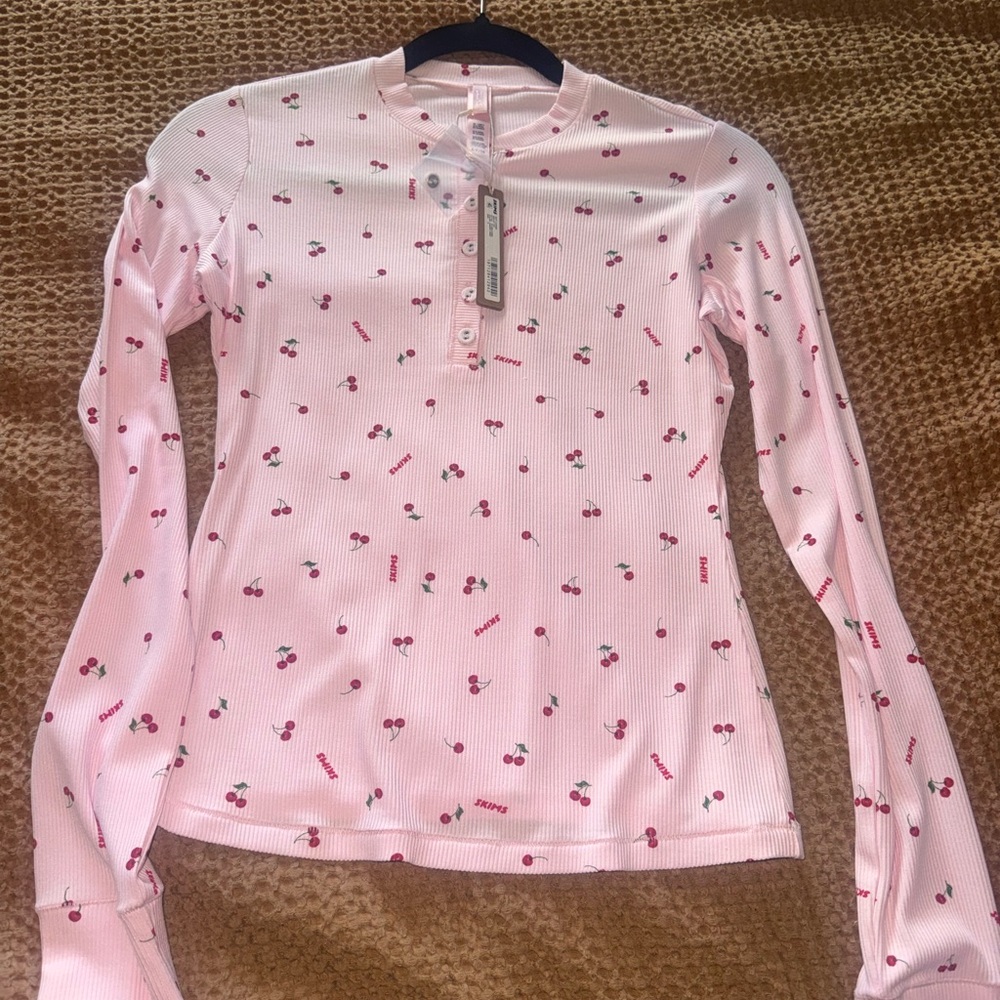 SKIMS Cherry Blossom Longsleeve Button Top